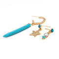 Simple Design Star Turquoise Beads Diamond Stud Earrings in Women Jewelry